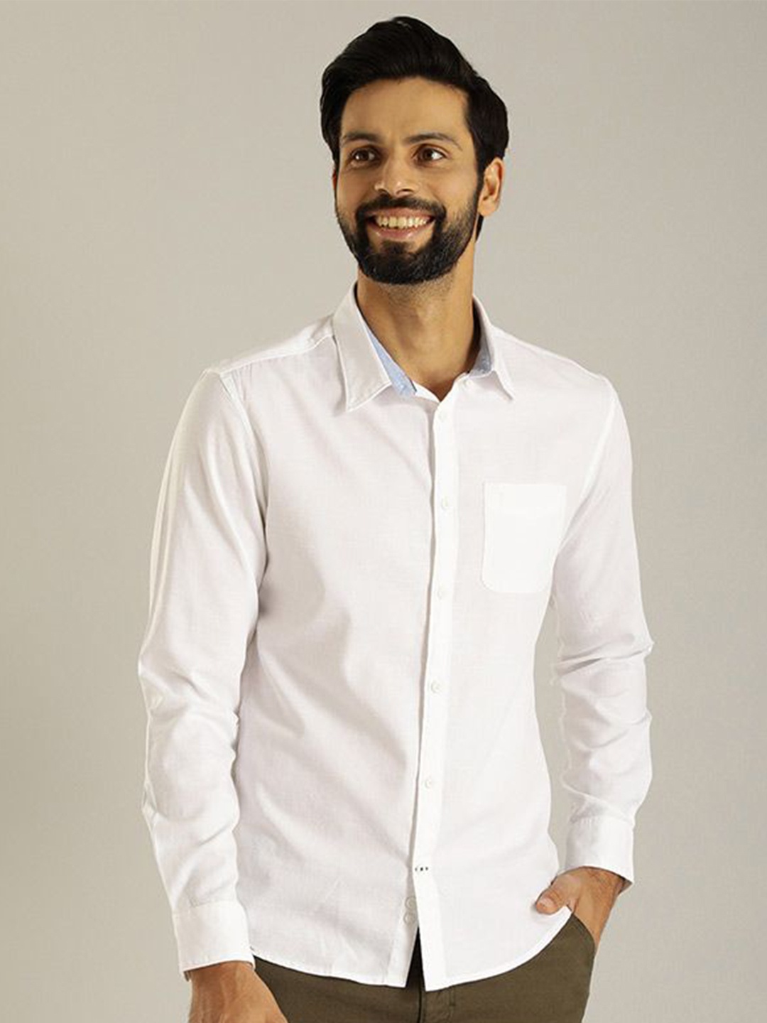 

Indian Terrain Men Chiseled Skinny Fit Opaque Casual Shirt, White