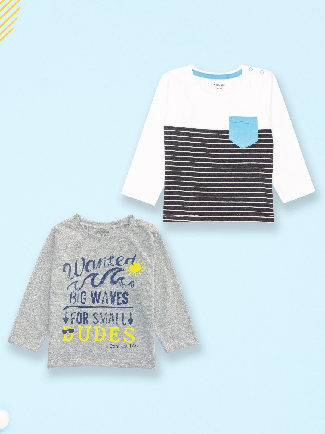 

Miss & Chief Unisex Kids Regular Fit Pack Of 2 Solid Round Neck Cotton T-shirts, Grey