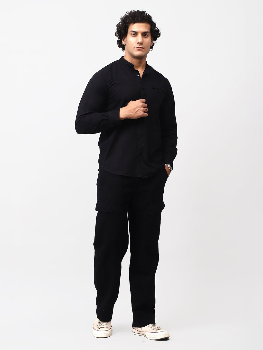 

BLUEBIRD Men Classic Opaque Casual Shirt, Black