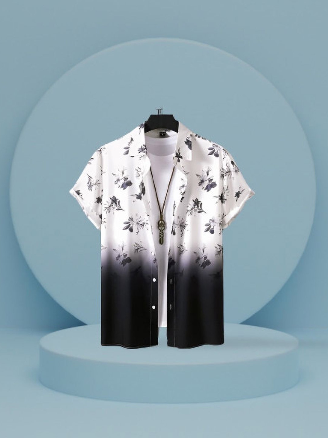 

iCome Men Classic Floral Opaque Printed Casual Shirt, Black