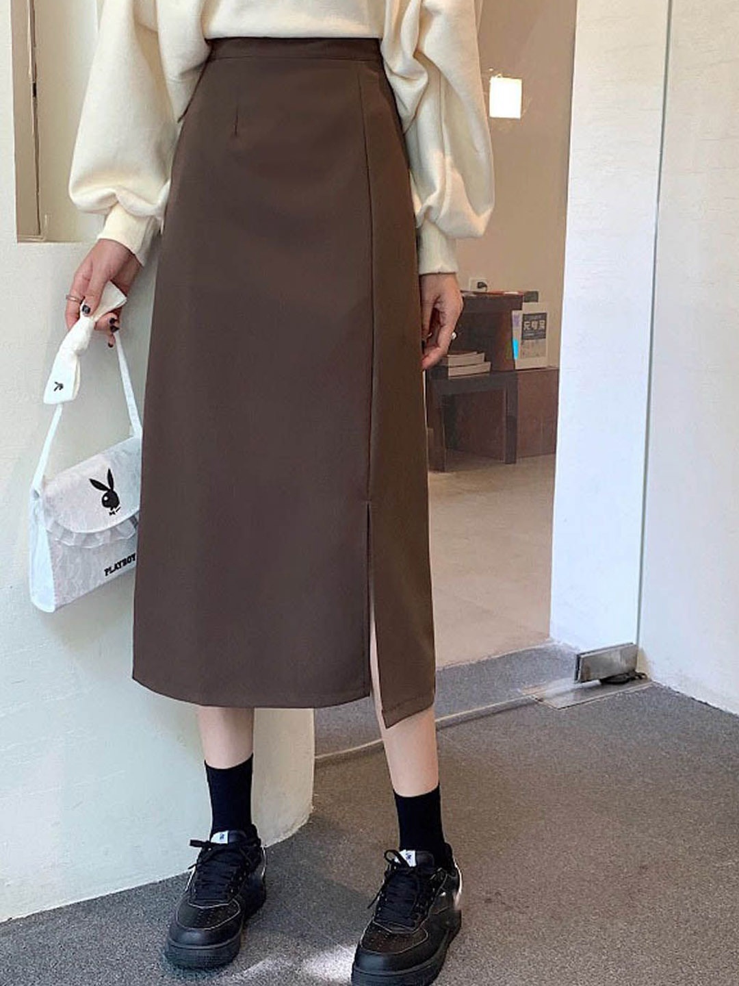 

StyleCast Straight Midi Skirts, Brown