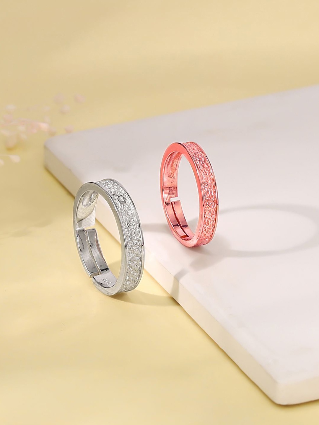 

GIVA Set Of 2 925 Sterling Silver Rhodium & Rose Gold-Plated Couple Band Rings