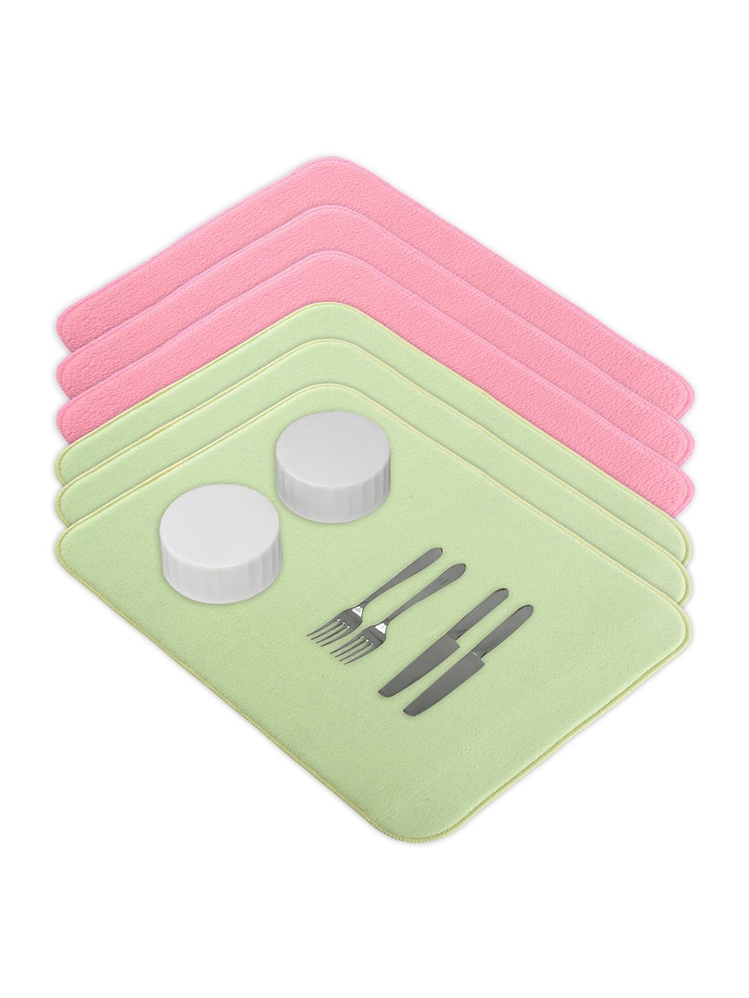 

Kuber Industries 6-Pcs Pink & Green Non Slip Dish Drying Mats