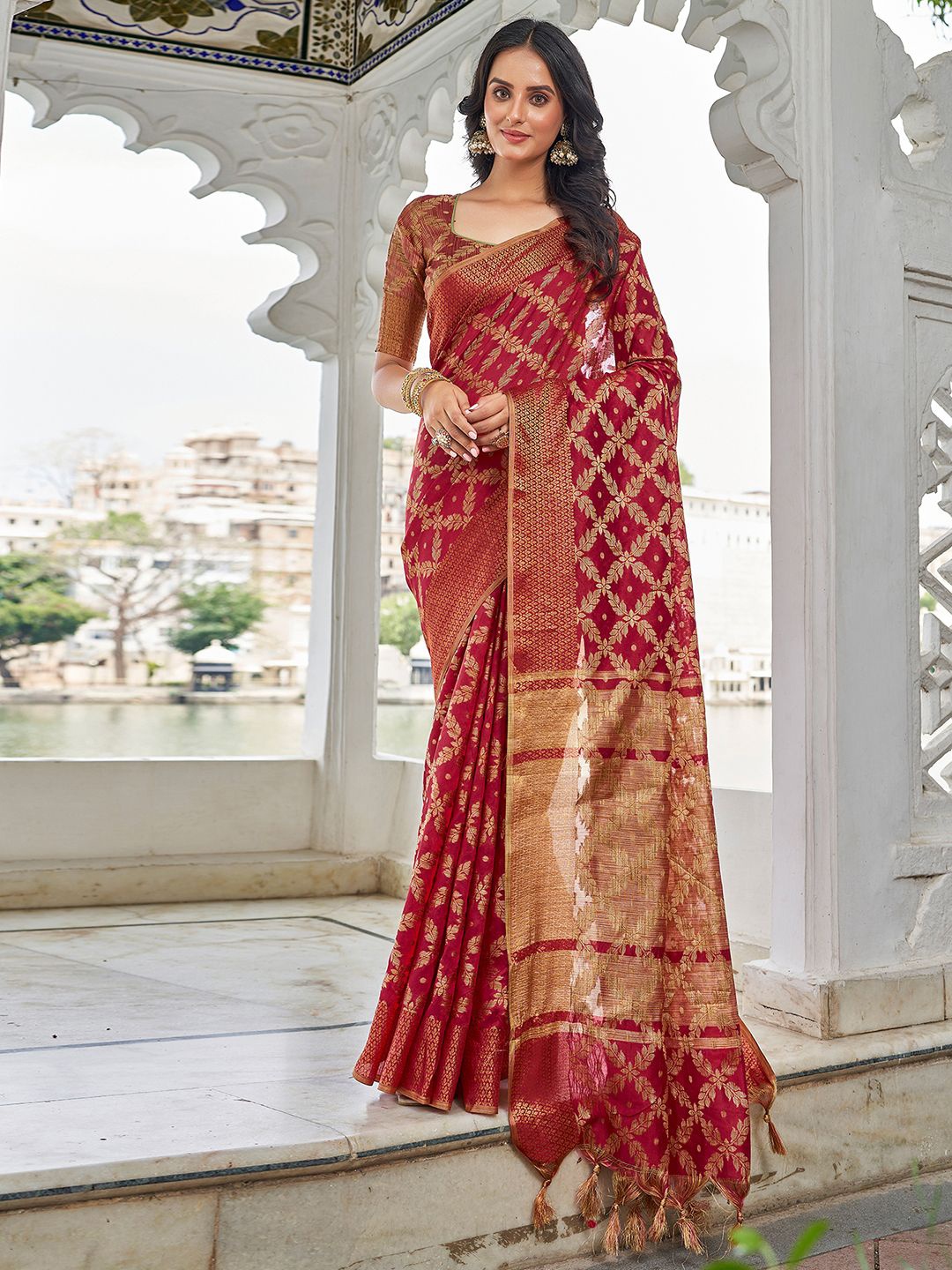 

HERE&NOW Woven Design Zari Banarasi Saree, Red