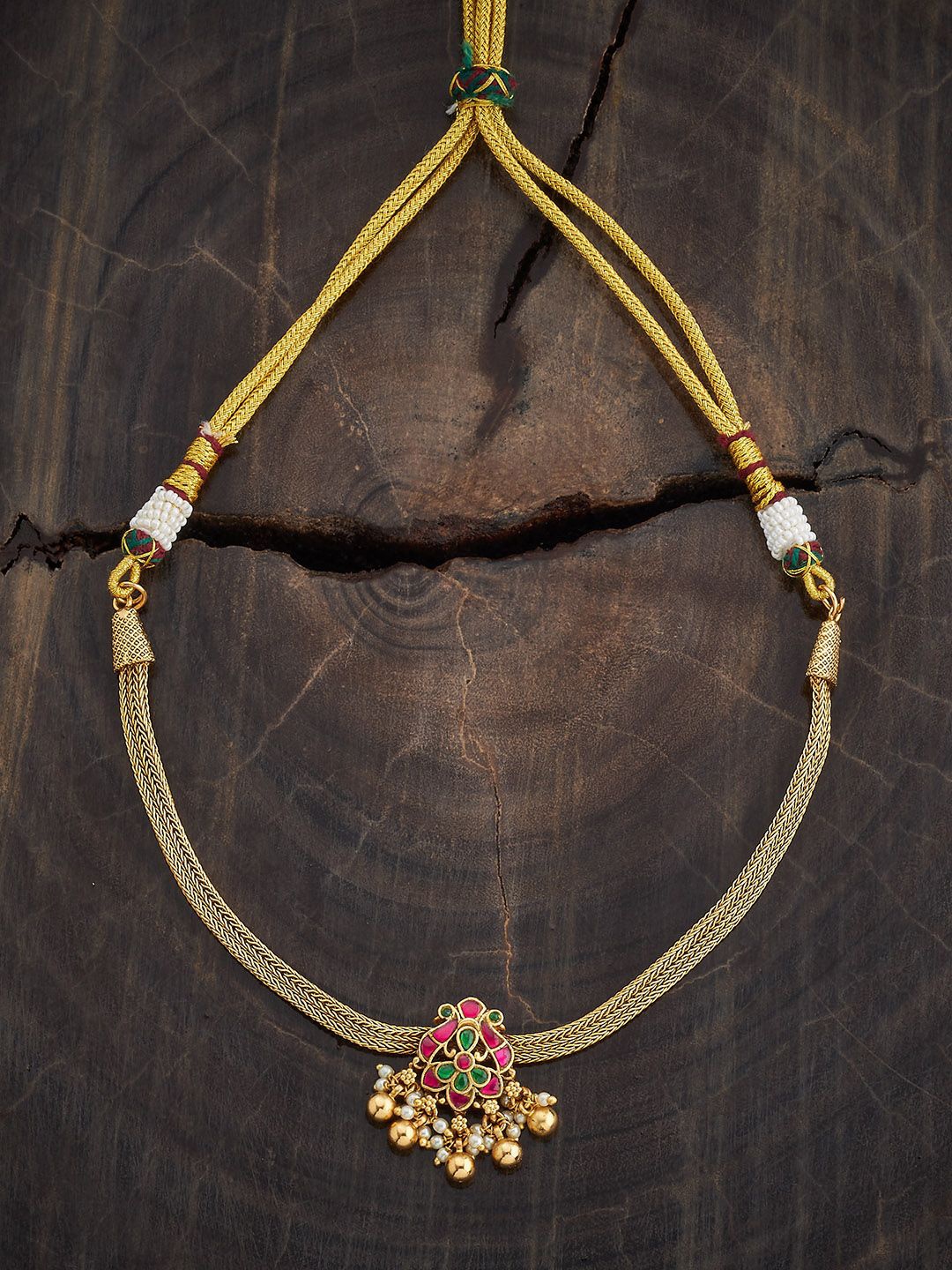 

Kushal's Fashion Jewellery Gold-Plated Artificial Stones and Beads Antique Necklace