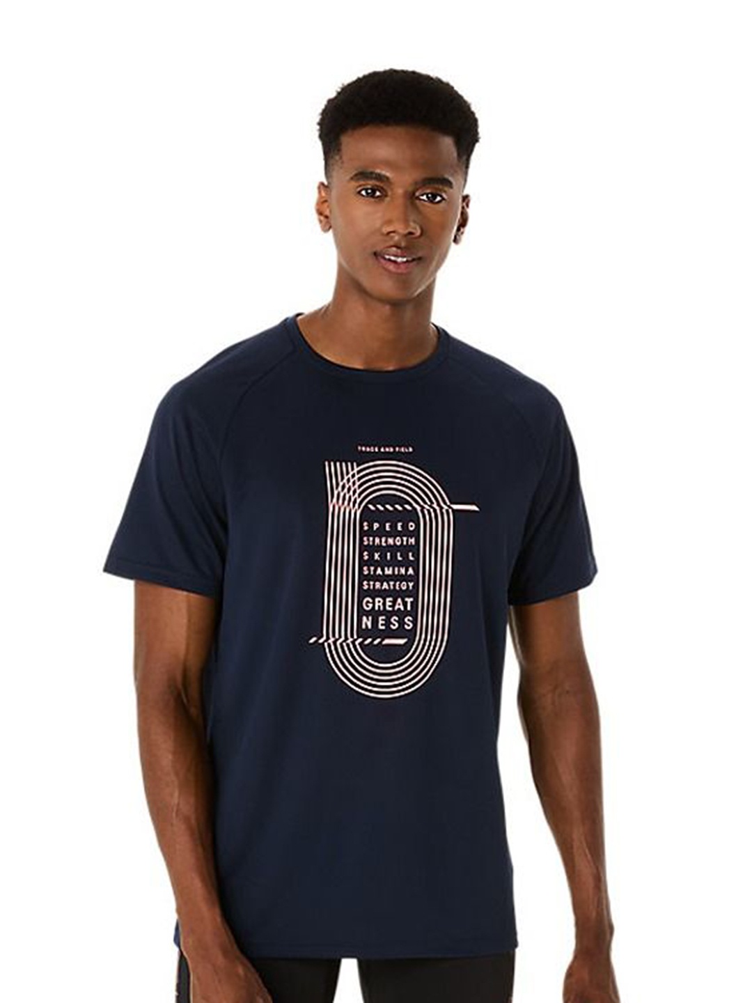 

ASICS Men Typography Printed Round Neck T-shirt, Navy blue