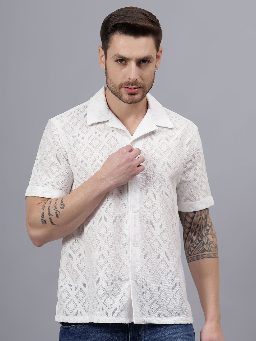 

Moda Rapido Men Classic Opaque Casual Shirt, White