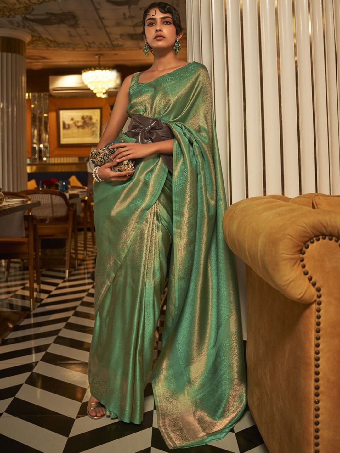 

Anouk Woven Design Zari Banarasi Saree, Green