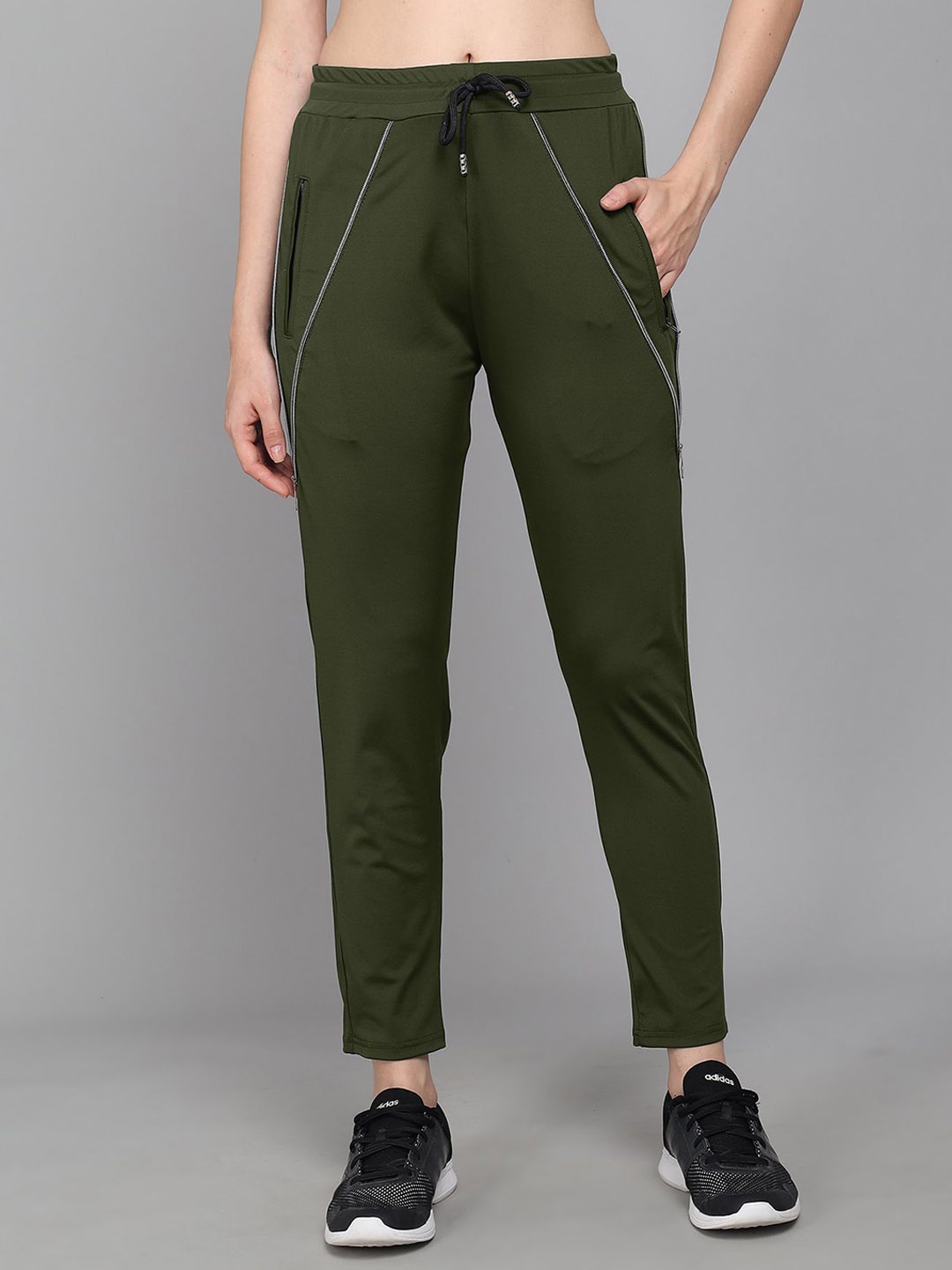 

FLOREOS Women Mid-Rise Track Pants, Olive