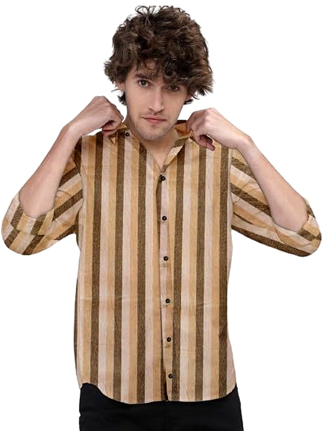 

Fashion FRICKS Men Classic Semi Sheer Casual Shirt, Yellow