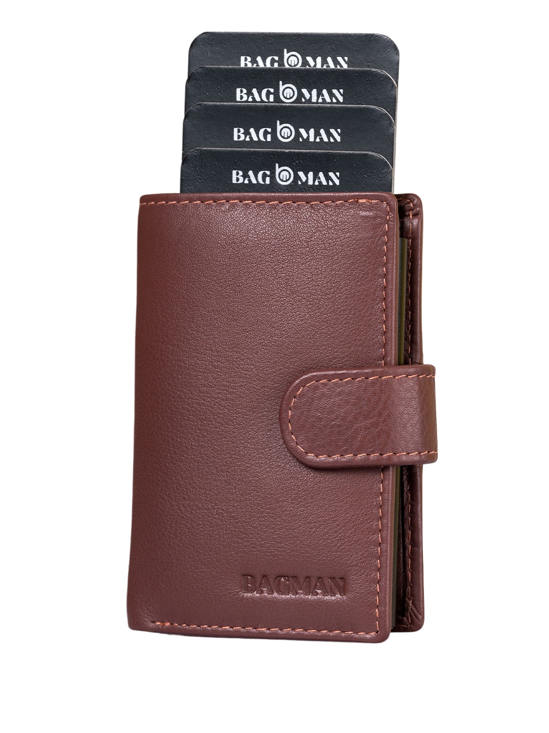 

BAGMAN Men RFID Leather Card Holder, Maroon