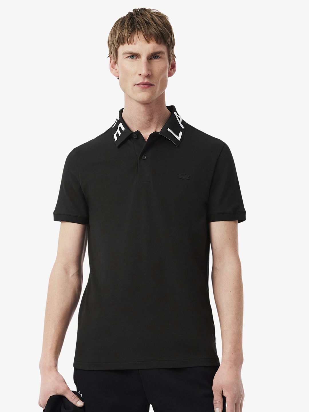 

Lacoste Men Solid Polo Collar Cotton T-shirt, Black