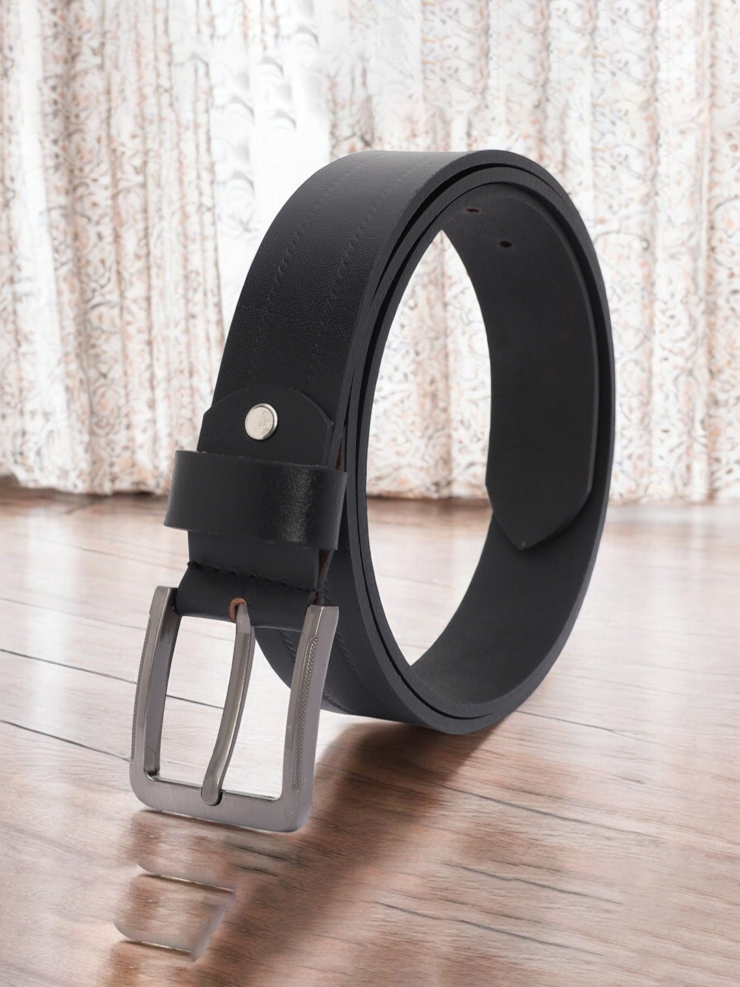 

Metronaut Men Textured Leather Formal Belt, Black