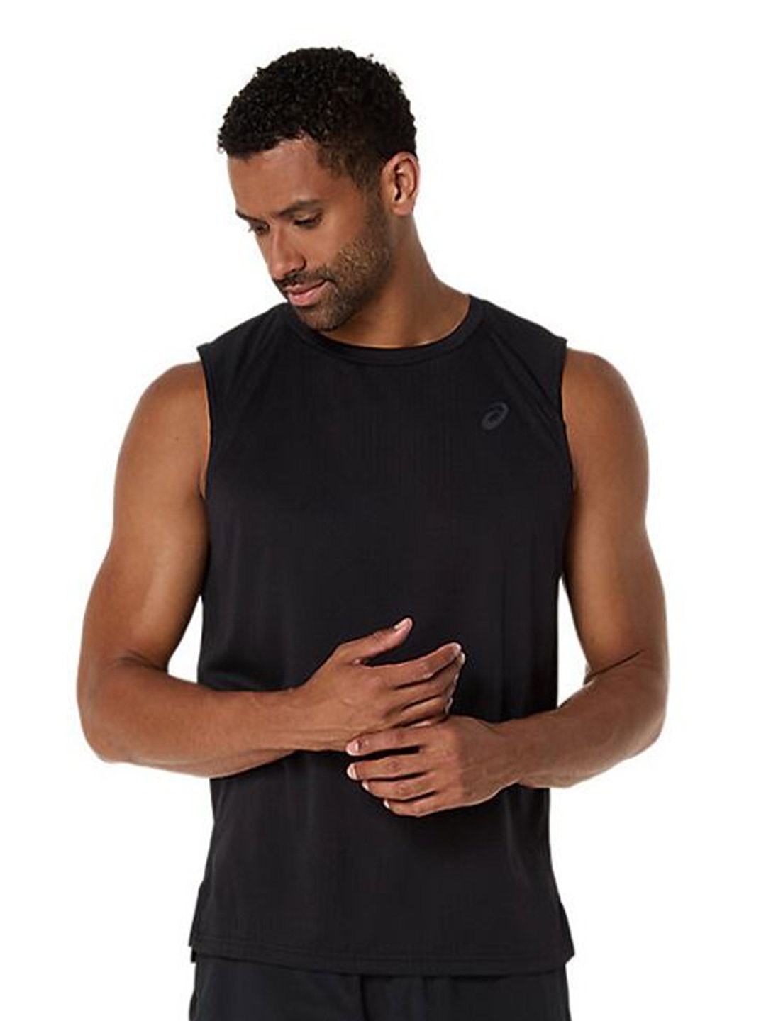 

ASICS Men Solid Round Neck T-shirt, Black