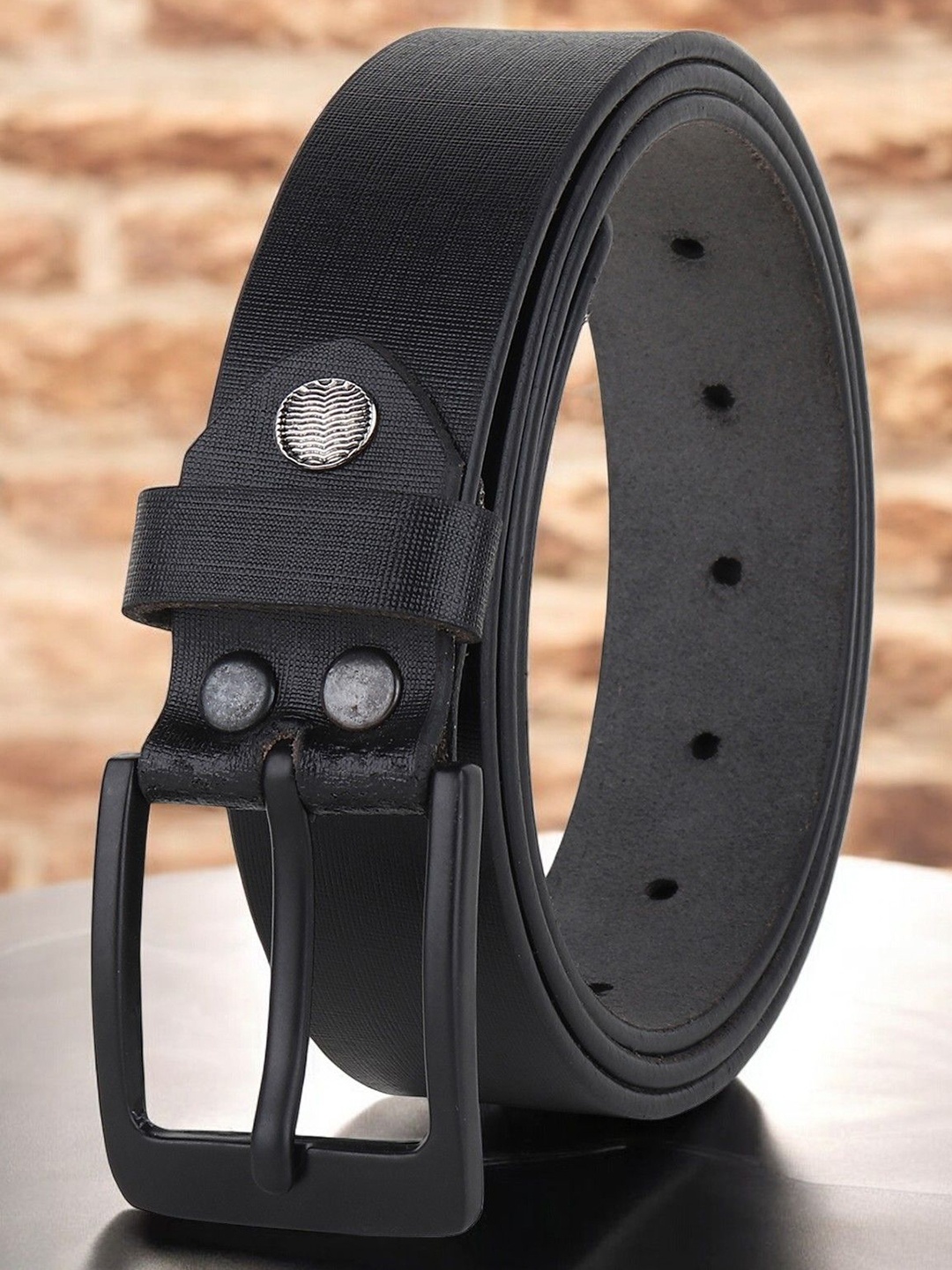 

Metronaut Men Textured Leather Formal Belt, Black