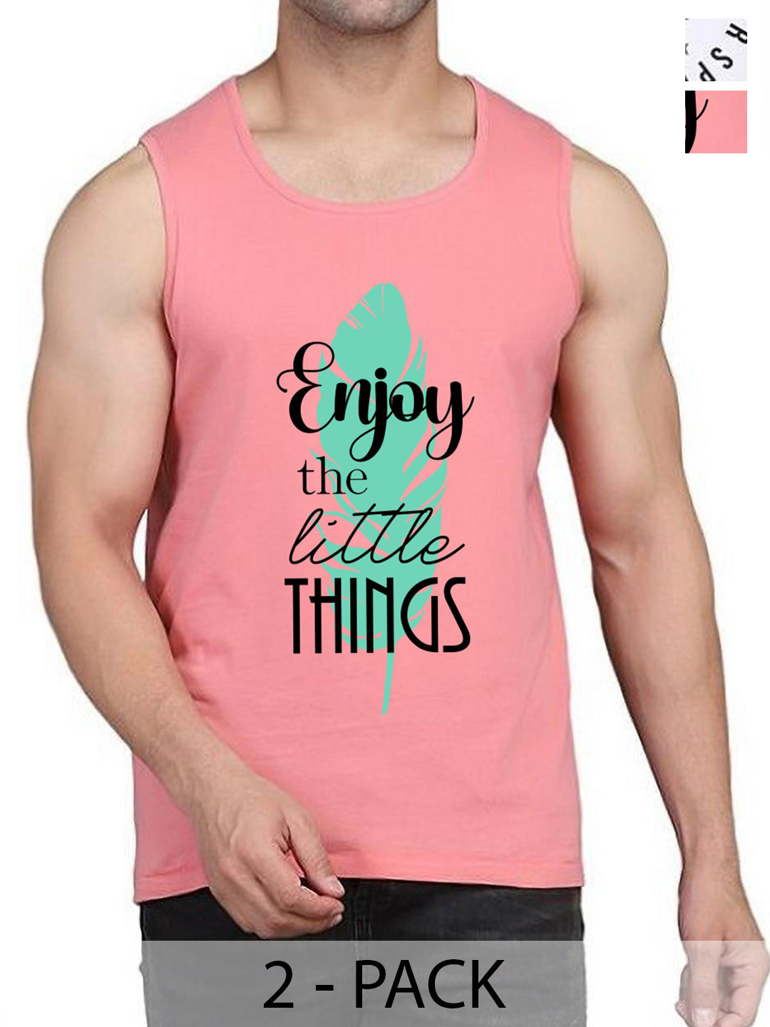 

WOOSTRO Pack Of 2 Printed Cotton Innerwear Vests RS26 (ENJOY PEACH)(RUN WHITE)