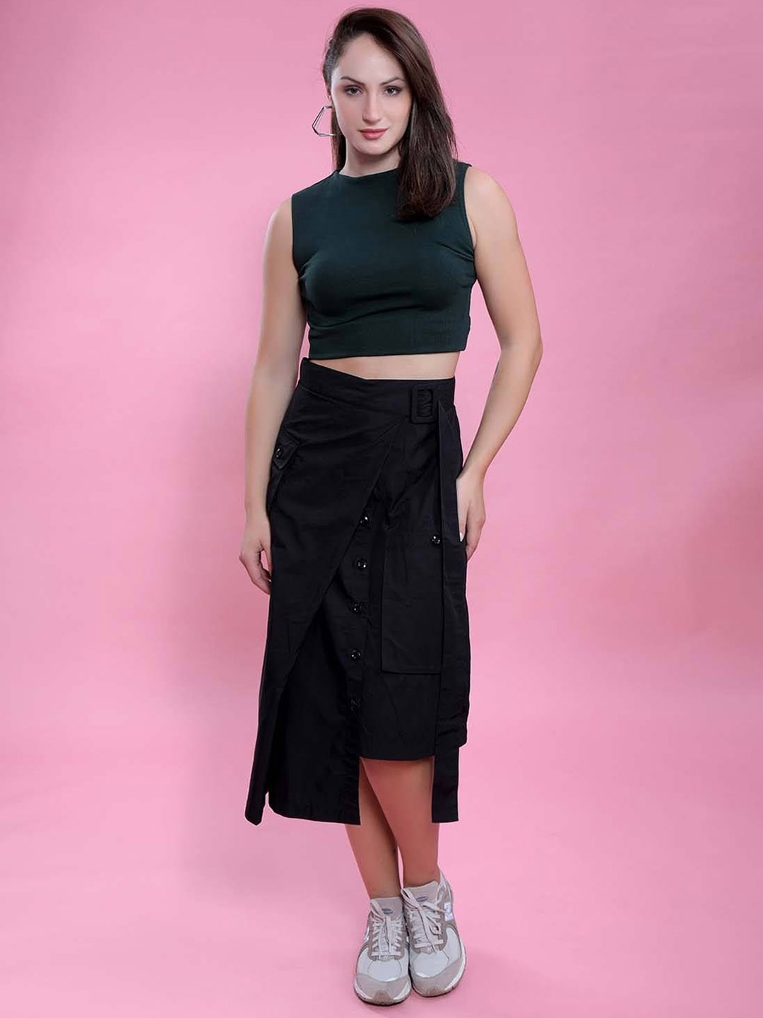 

French Theory Midi Cargo Skirt, Black