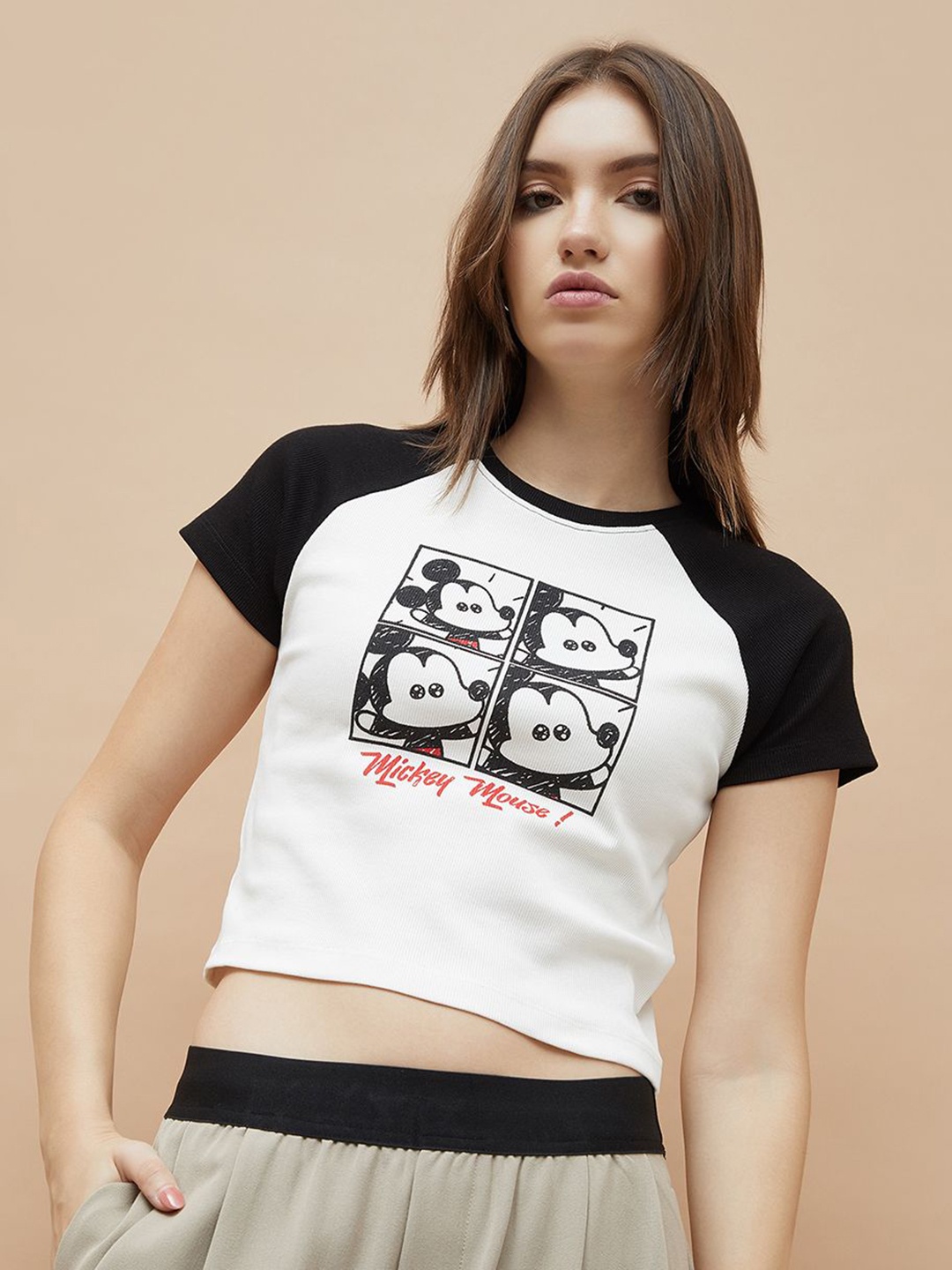 

Ginger by Lifestyle Women Mickey Printed T Shirt, White