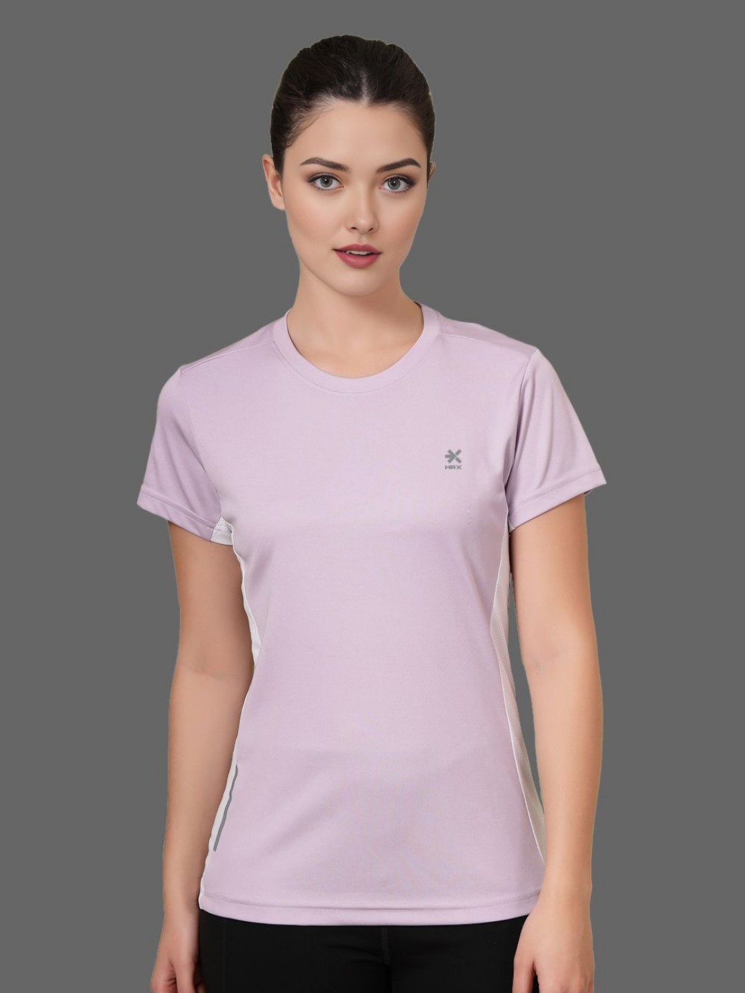 

HRX by Hrithik Roshan Women Colourblocked Round Neck Slim Fit T-shirt, Lavender