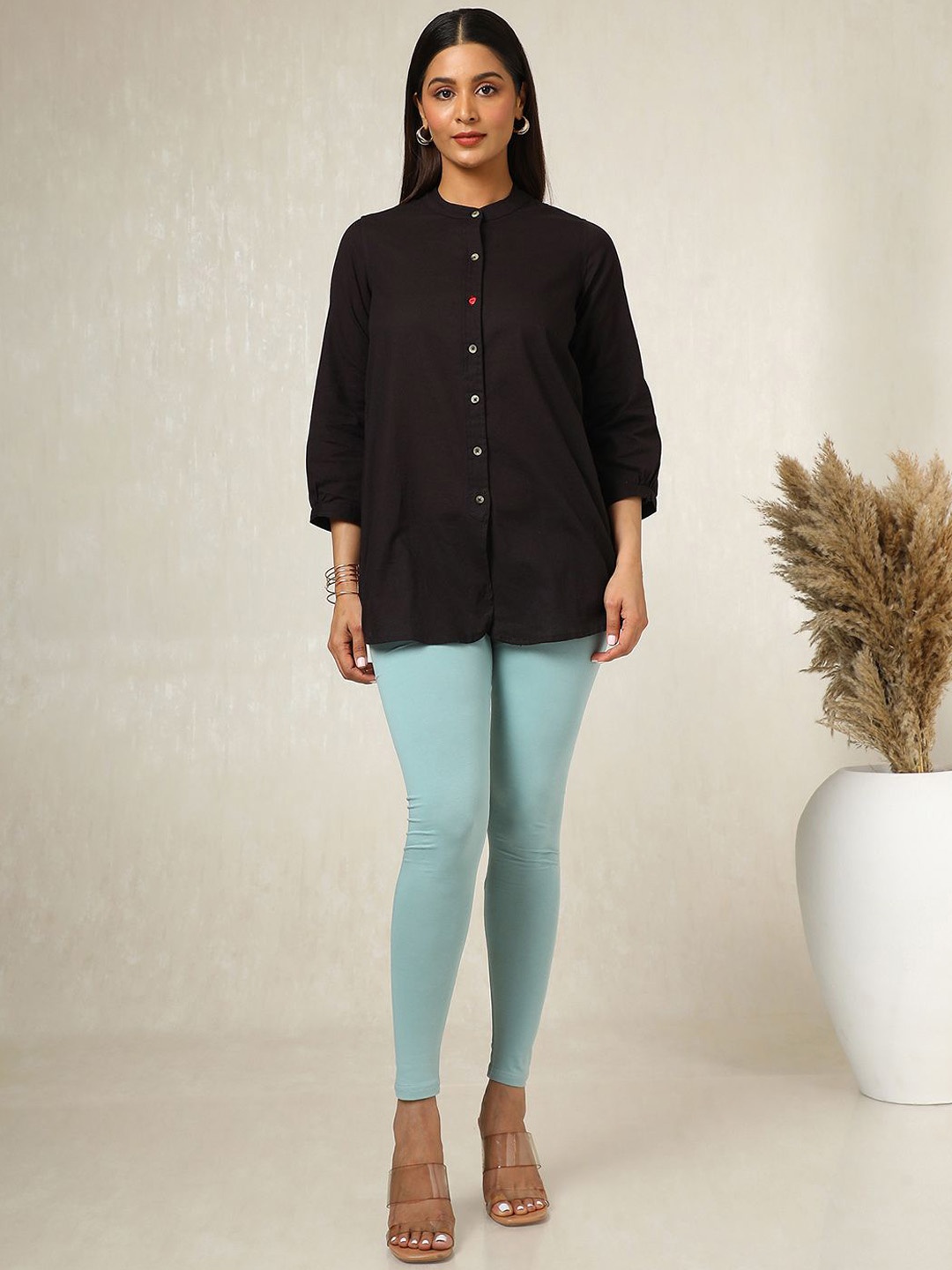 

Soch Cotton Mid-Rise Ankle-Length Leggings, Green