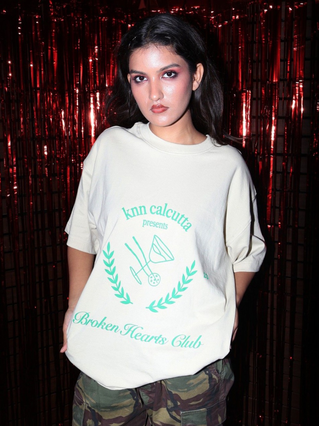 

KNN Calcutta Unisex Graphic Printed Round Neck Cotton Oversized T-shirt, White