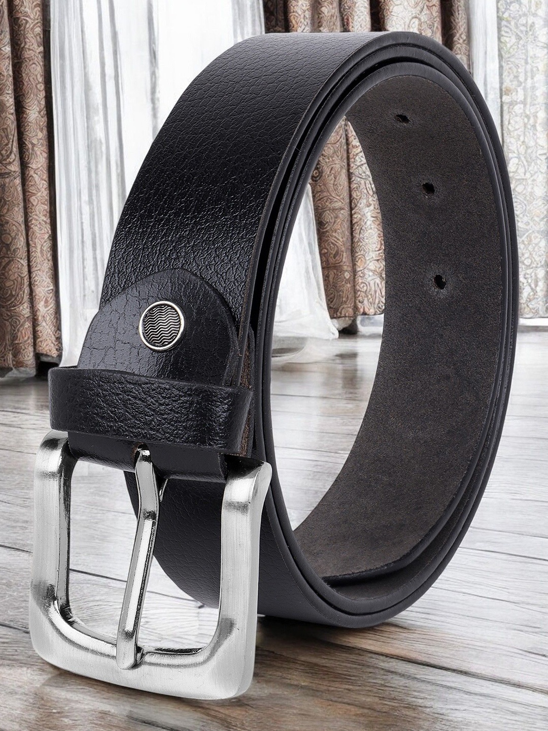 

Metronaut Men Textured Leather Formal Belt, Black