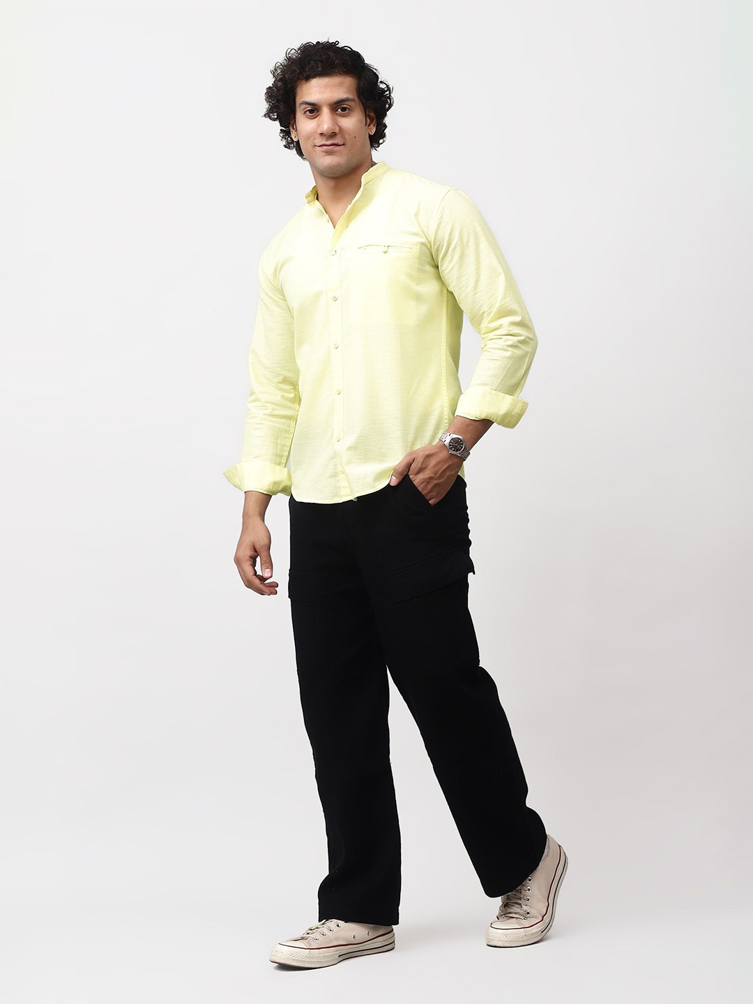 

BLUEBIRD Men Classic Opaque Casual Shirt, Yellow
