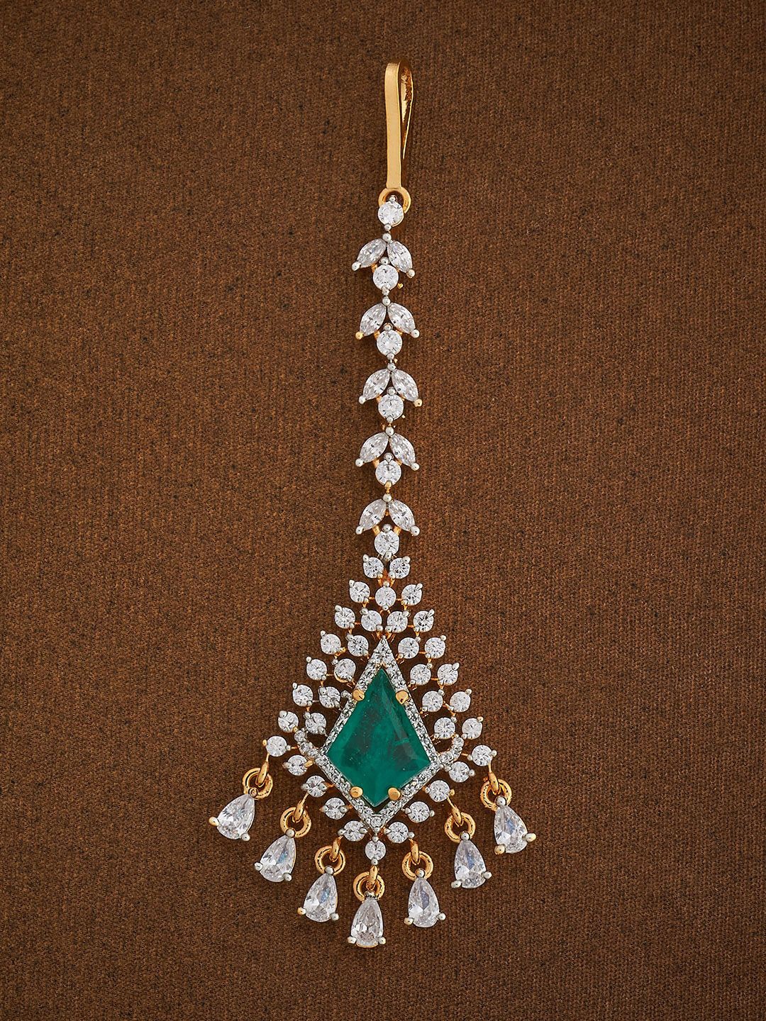 

Kushal's Fashion Jewellery Gold-Plated Zircon Studded Maang Tikka Head Jewellery