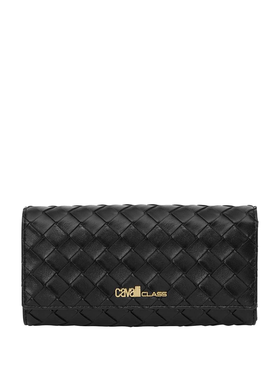 

Cavalli Class Women Textured Two Fold Wallet, Black