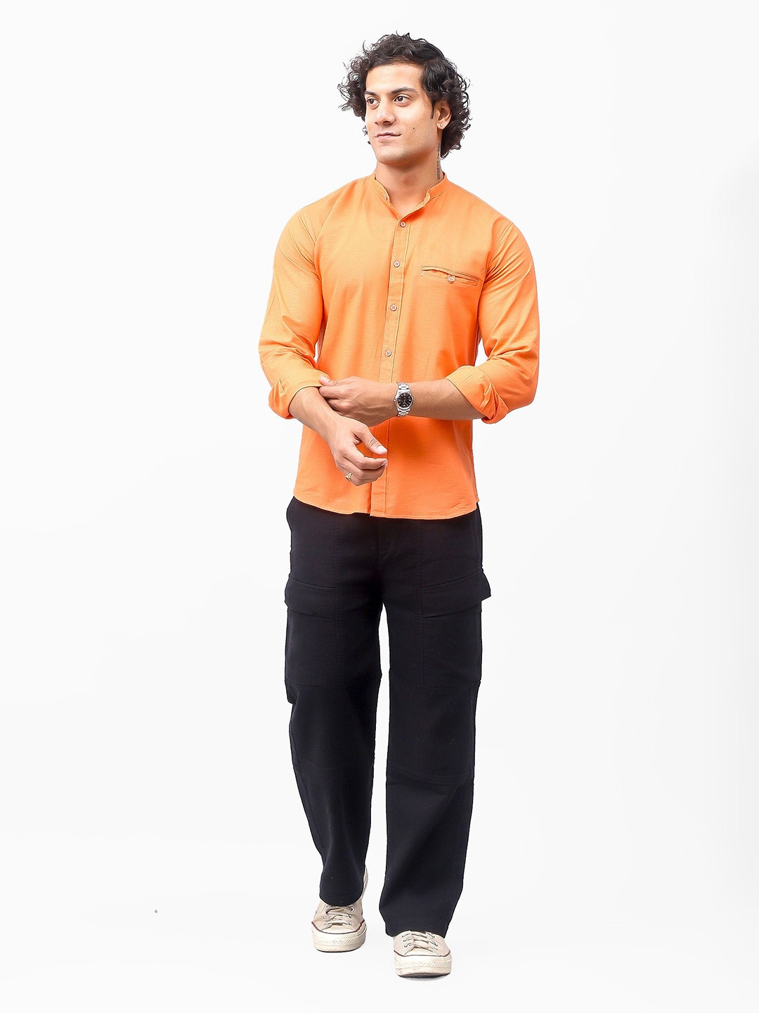 

BLUEBIRD Men Classic Opaque Casual Shirt, Orange