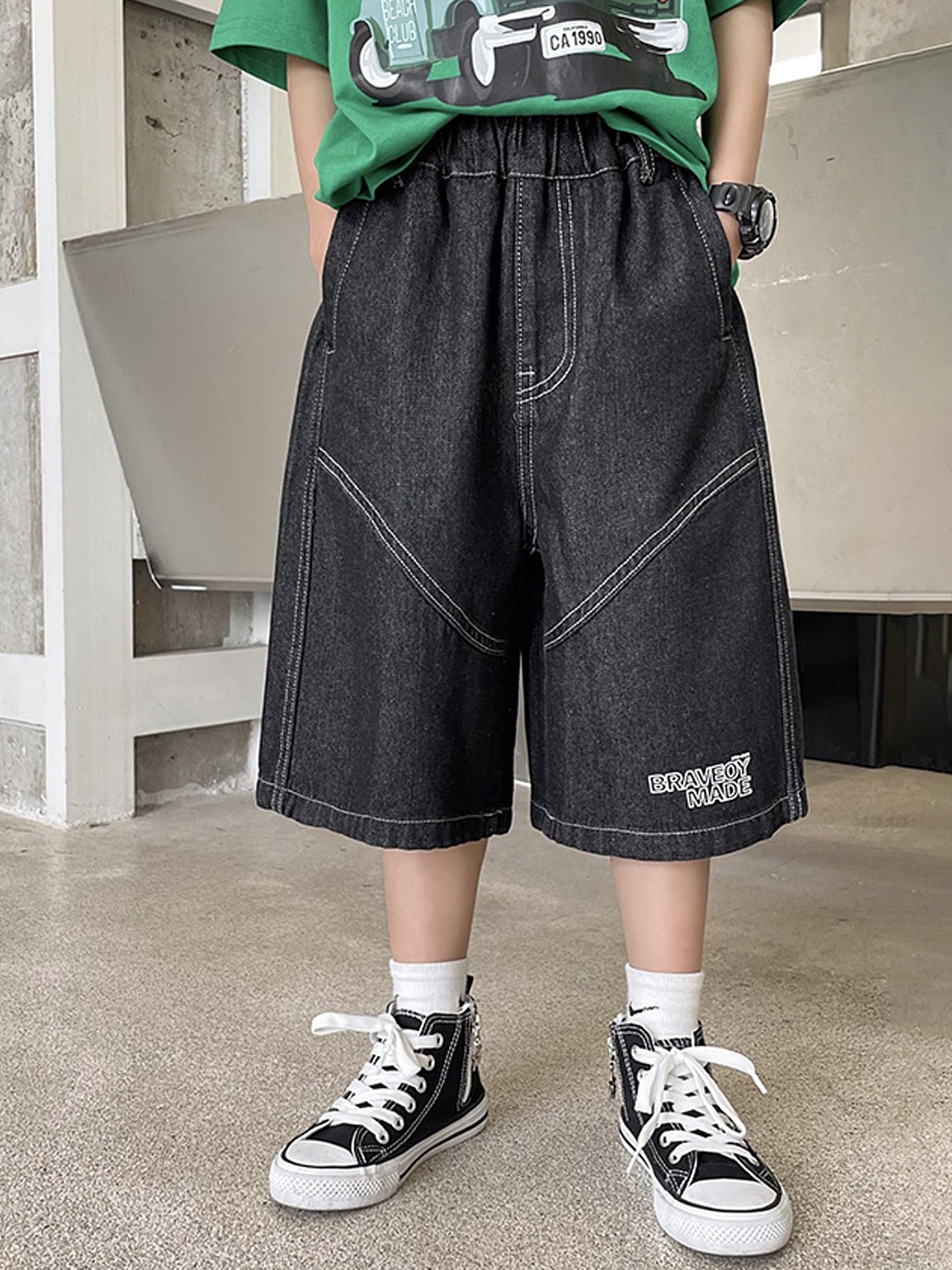 

LULU & SKY Boys Denim Shorts, Black
