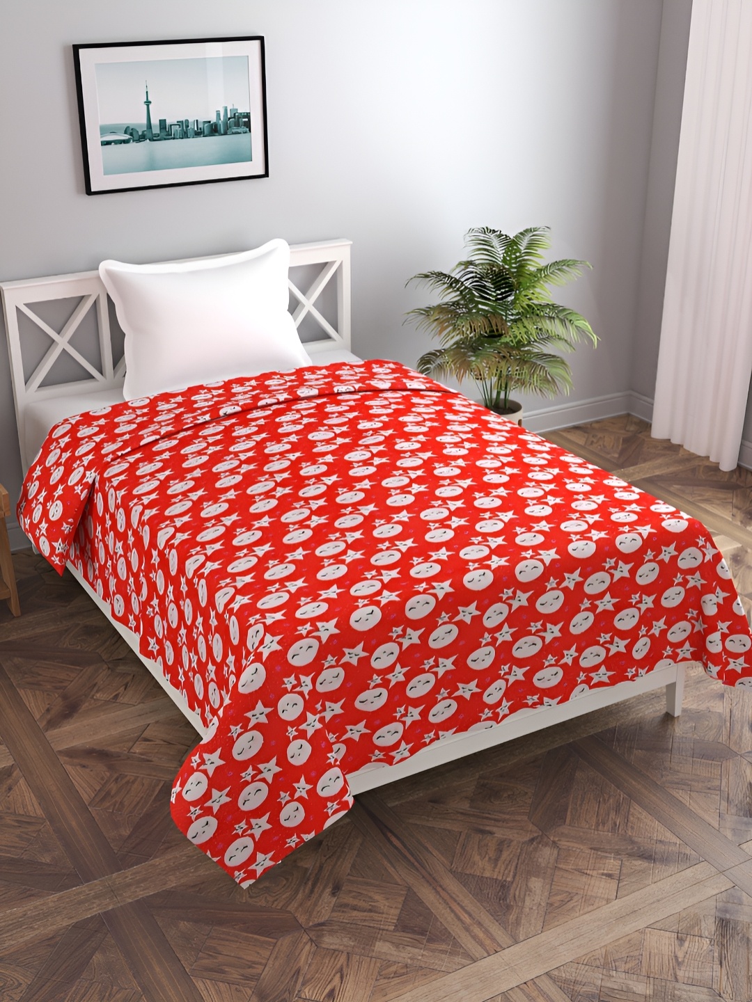 

MORADO Red & White Printed 190 GSM Single Bed Duvet Cover With Zipper