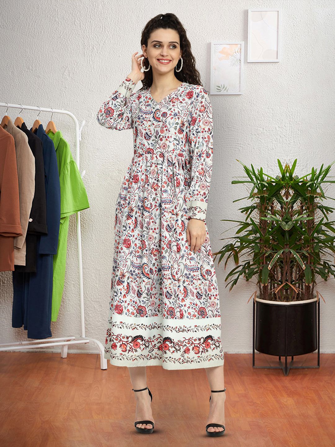 

Moda Rapido Floral Print Applique Fit & Flare Dress, Multi