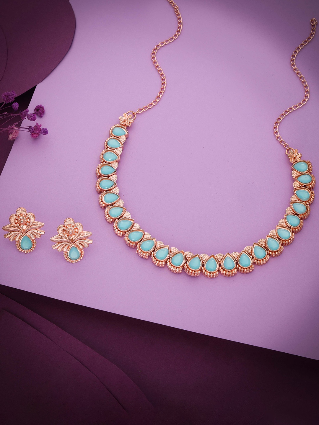 

Anouk Gold-Plated Artificial Stone-Studded Necklace And Earrings