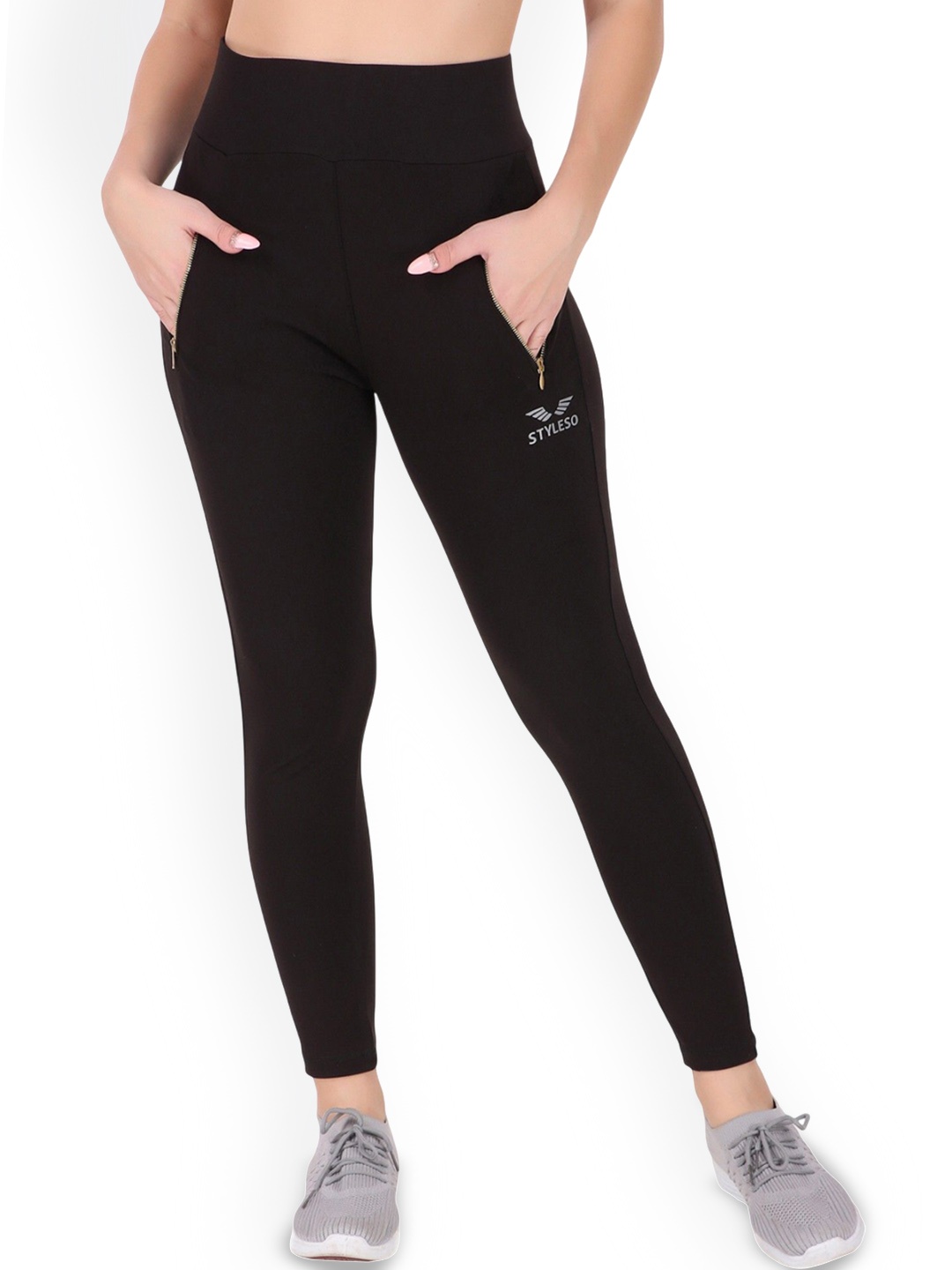 

STYLESO Women Printed Breathable Ankle Length Tights, Black