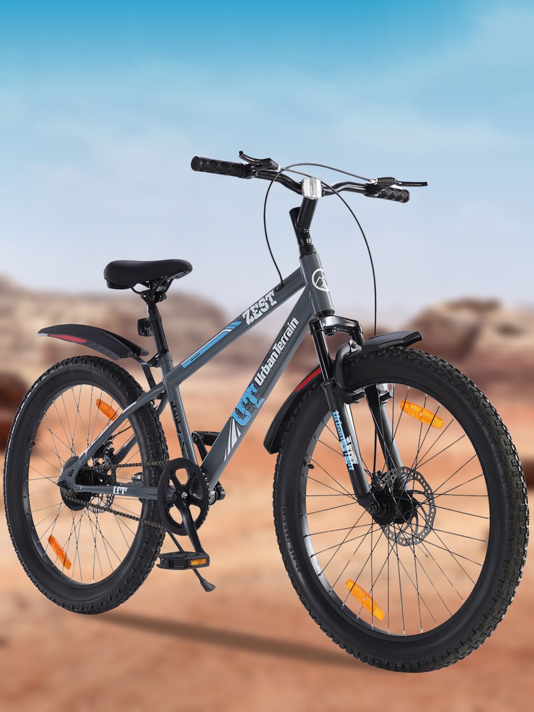 

URBAN TERRAIN Zest 24T With Steel Frame Single Speed MTB Bicycle, Grey