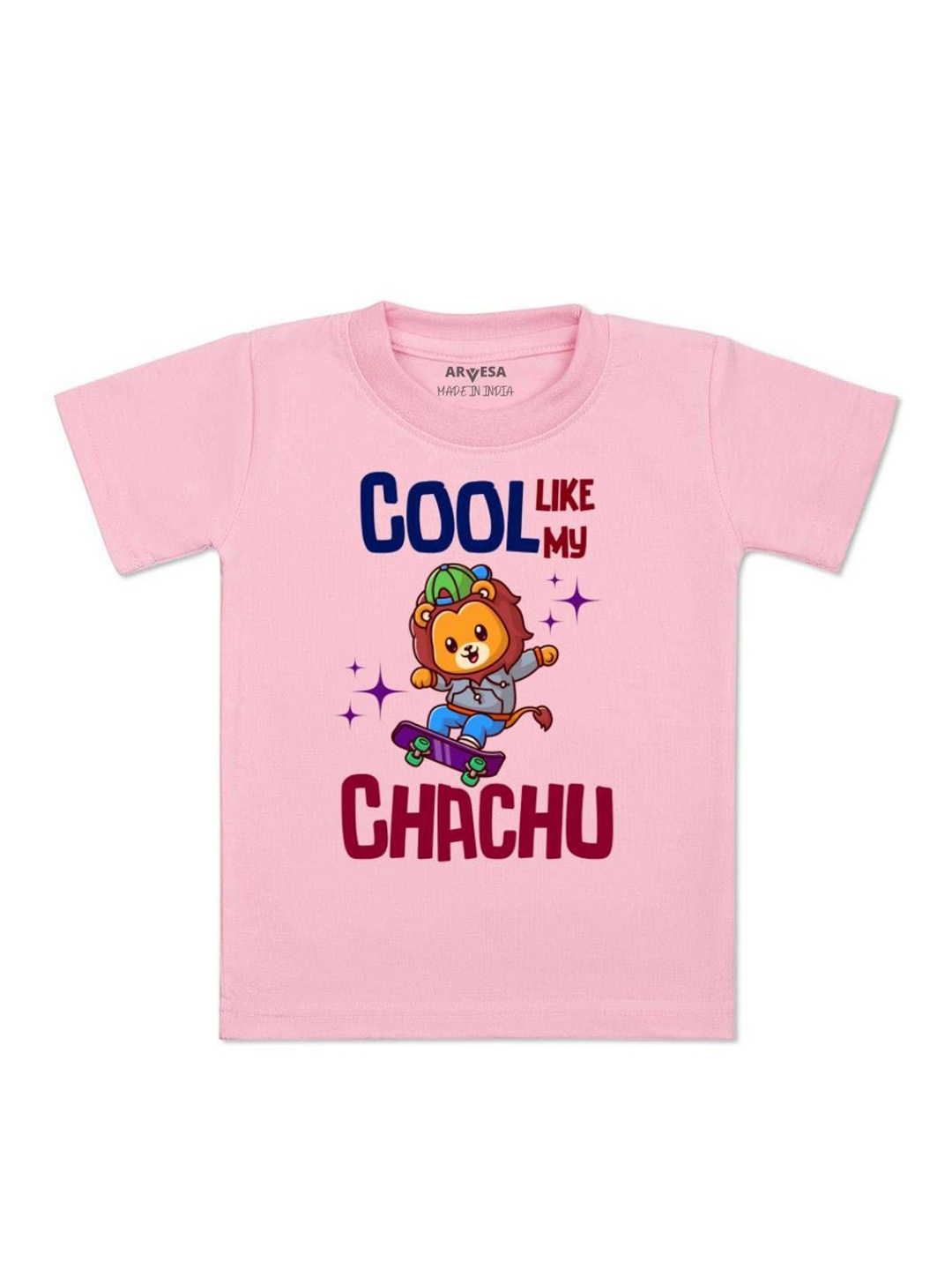 

Arvesa Kids Cool Like My Chachu Printed Tshirt, Pink