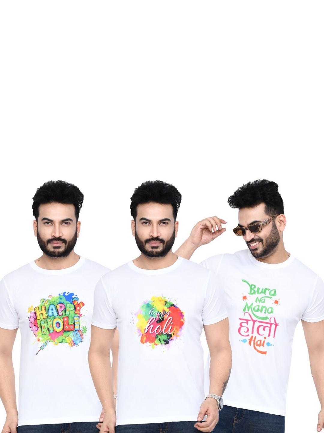 

RAPL Men 3 Printed Applique T-shirt, White