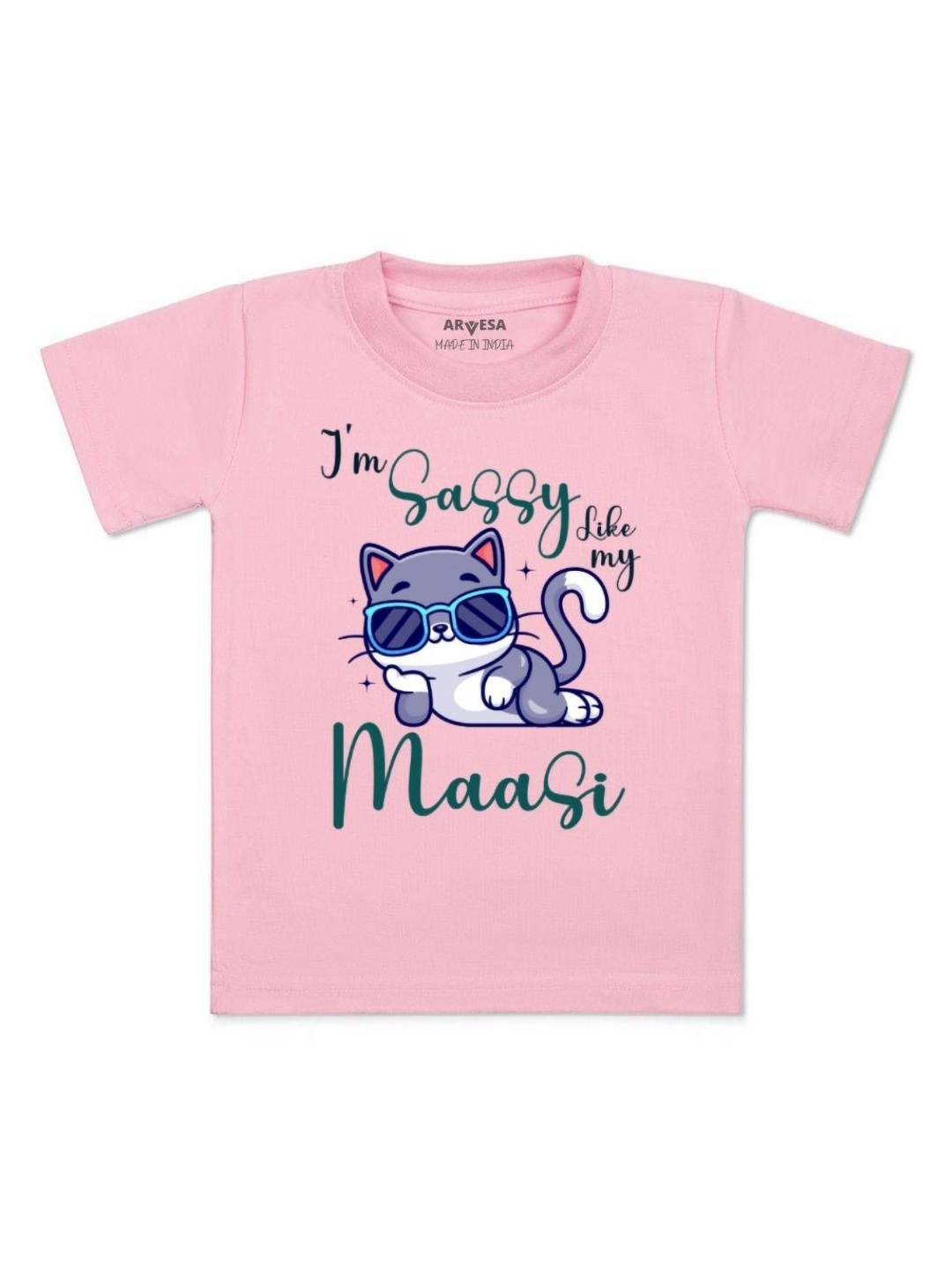 

Arvesa Kids I Am Sassy Like My Bua Printed Tshirt, Pink