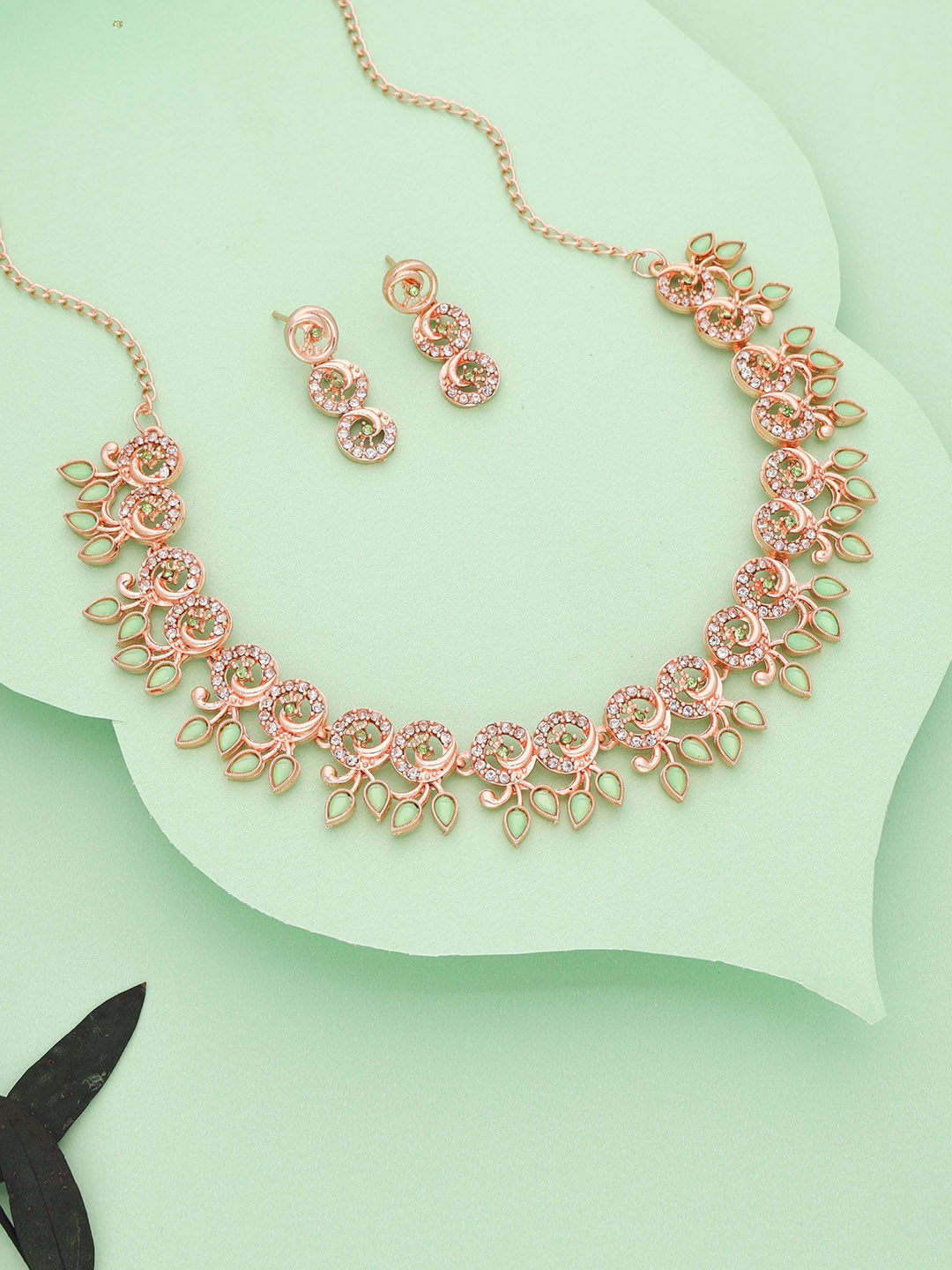 

Anouk Gold-Plated Artificial Stone-Studded Necklace And Earrings