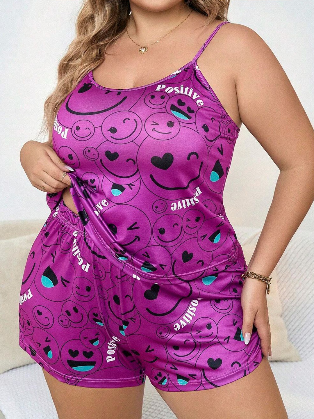 

Dreambe Women Printed Night suit, Purple