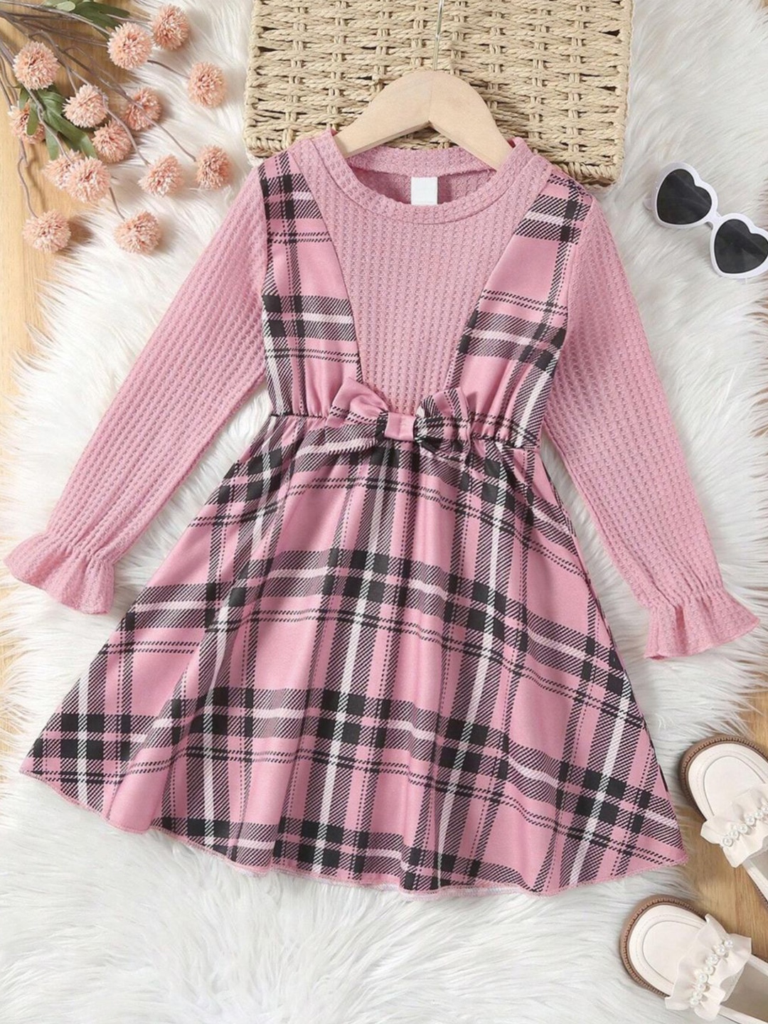 

BAESD Checked Fit & Flare Dress, Pink