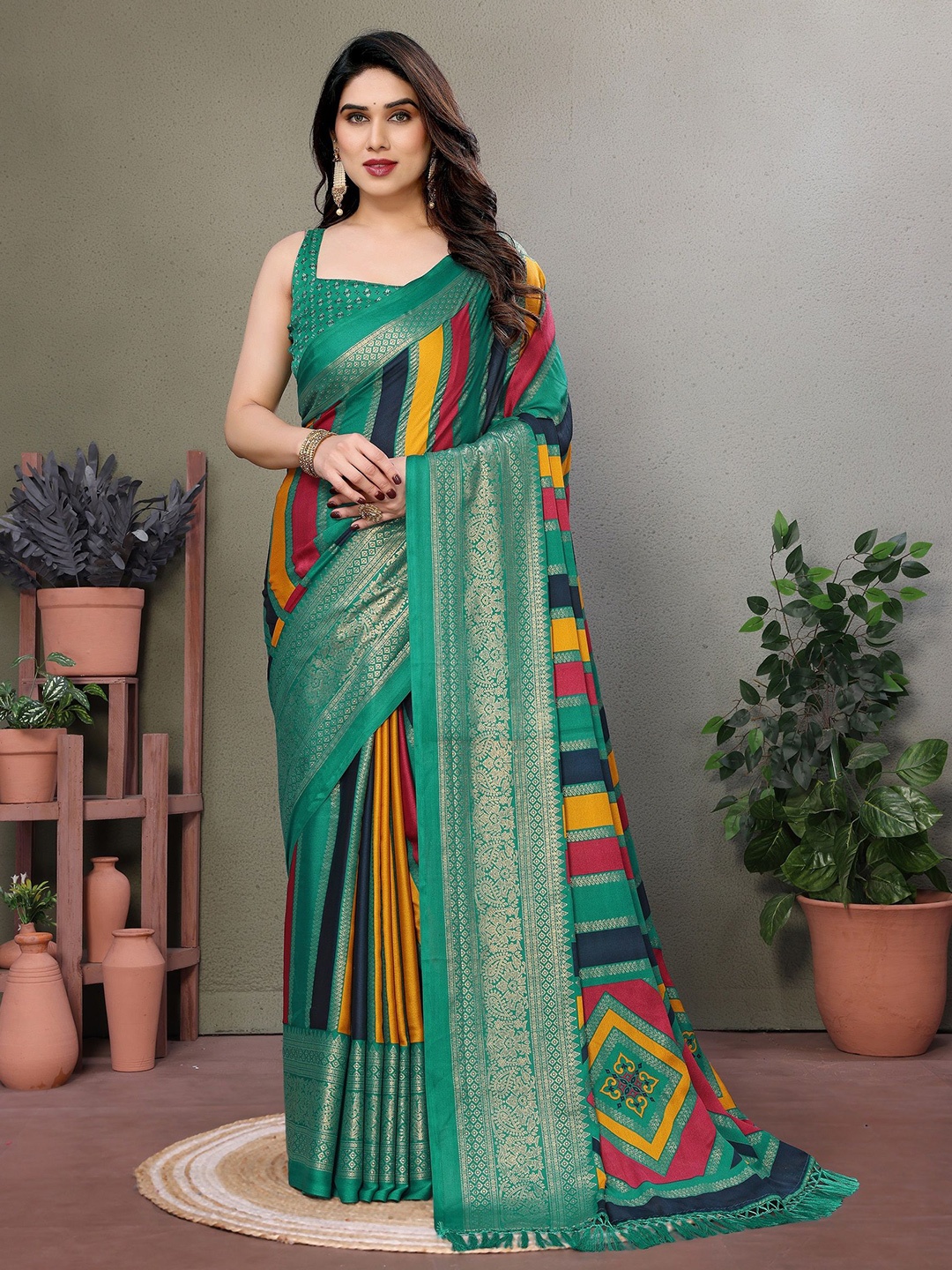 

Moda Rapido Poly Georgette Heavy Work Saree, Blue