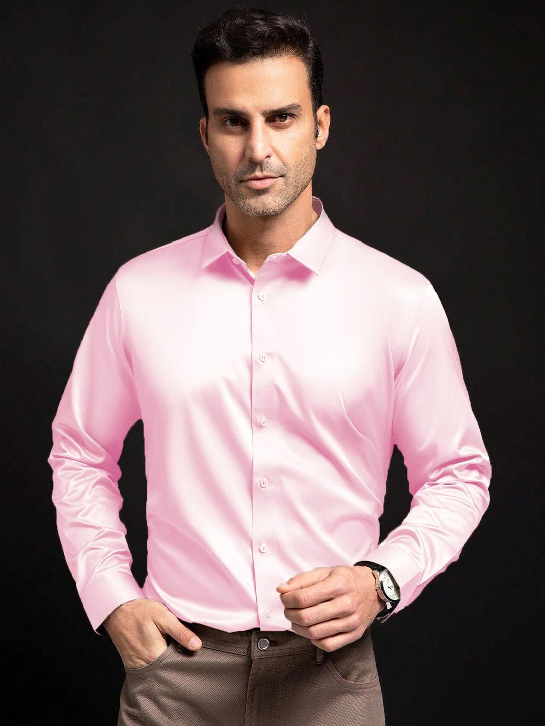 

SOLSTICE Men Comfort Opaque Party Shirt, Pink