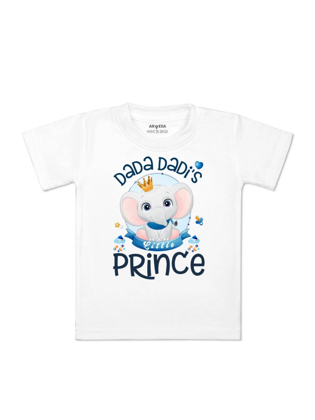 

Arvesa Kids Dada Dadi Little Prince Printed Tshirt, White