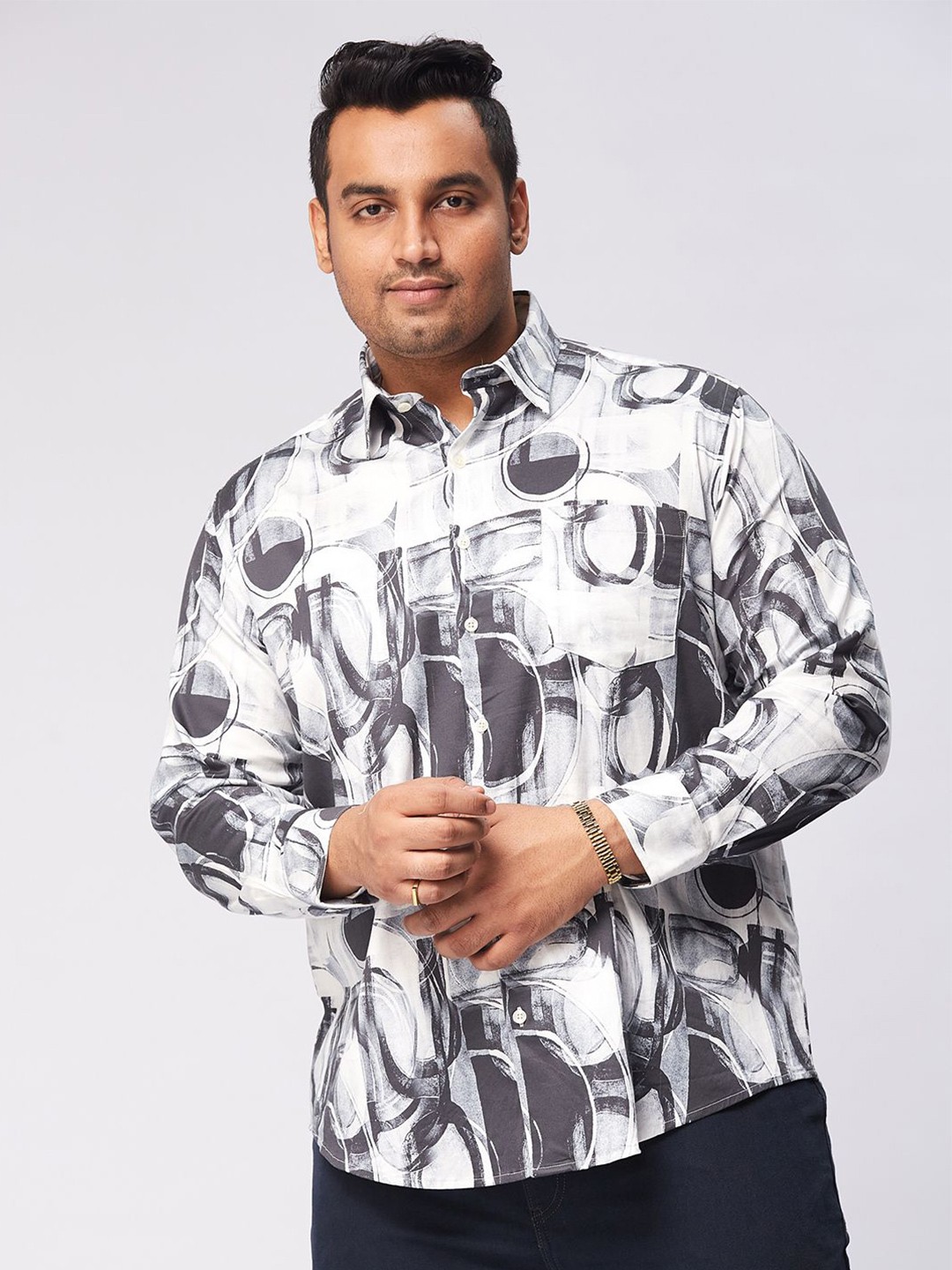 

Big Hello - The Plus Life Men Comfort Opaque Printed Casual Shirt, White
