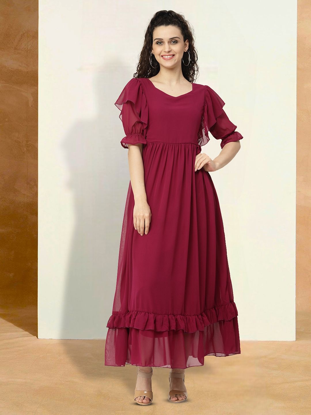 

Moda Rapido Applique Fit & Flare Dress, Maroon