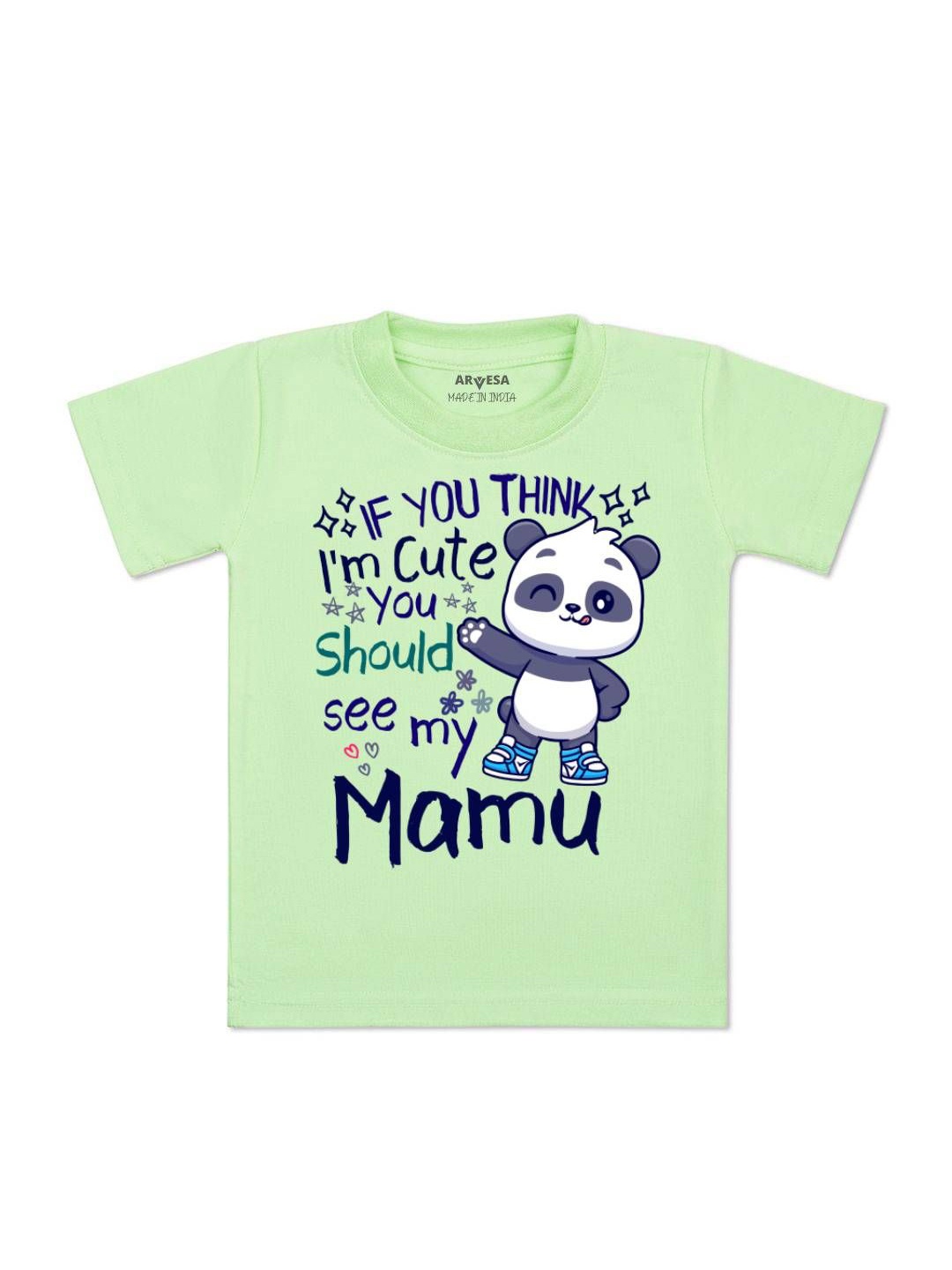 

Arvesa Kids I Am Cute You Should See My Mamu Printed Tshirt, Green