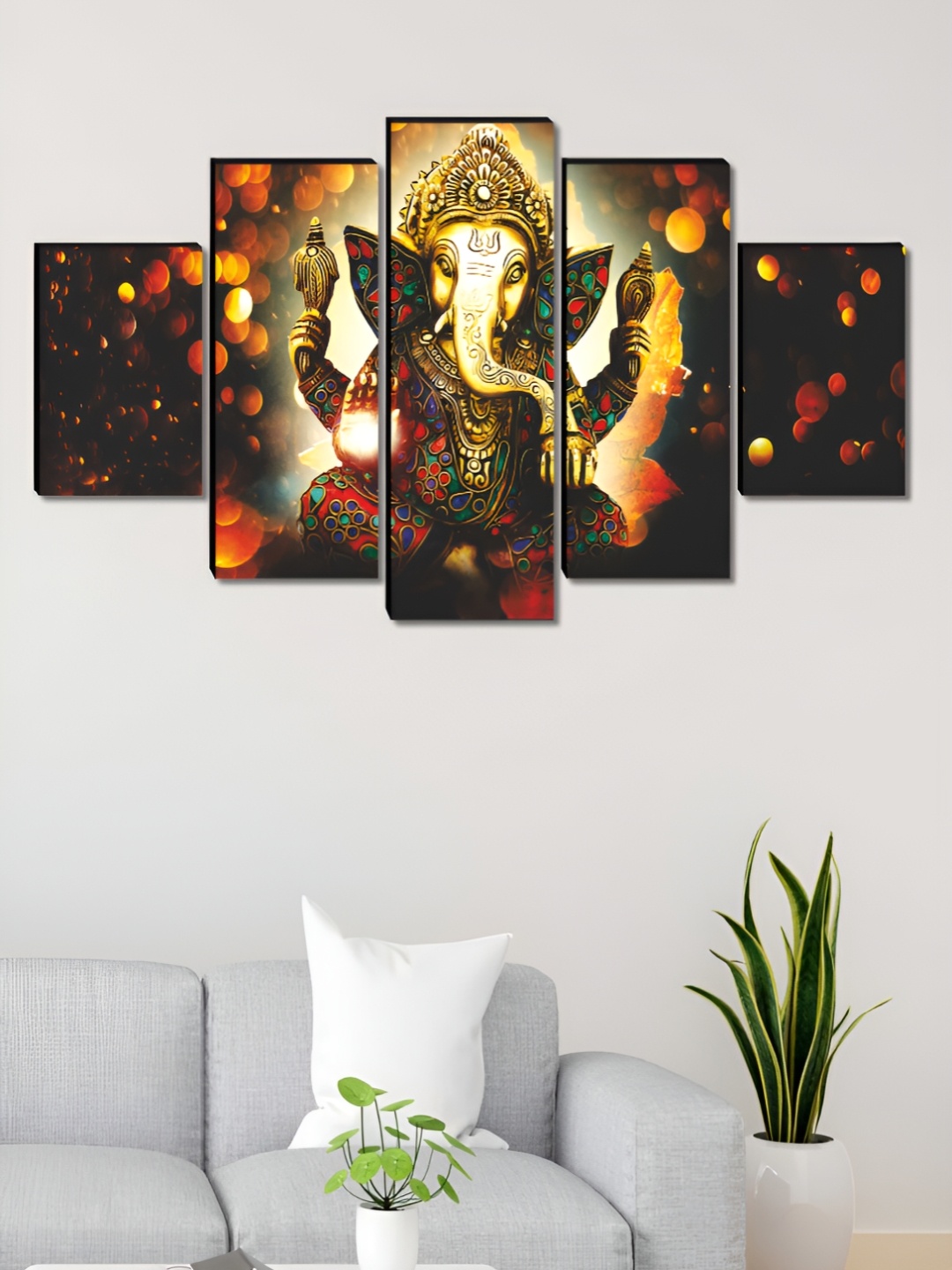 

Aura White & Beige 5 Piece Wood Religious Wall Paintings