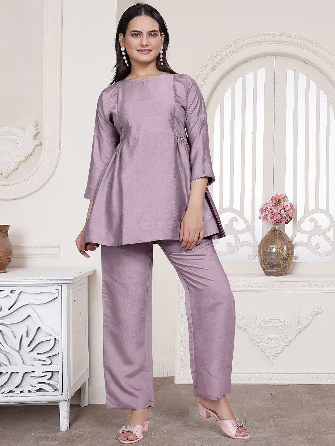 

Balora Round Neck Tunic And Trousers, Lavender